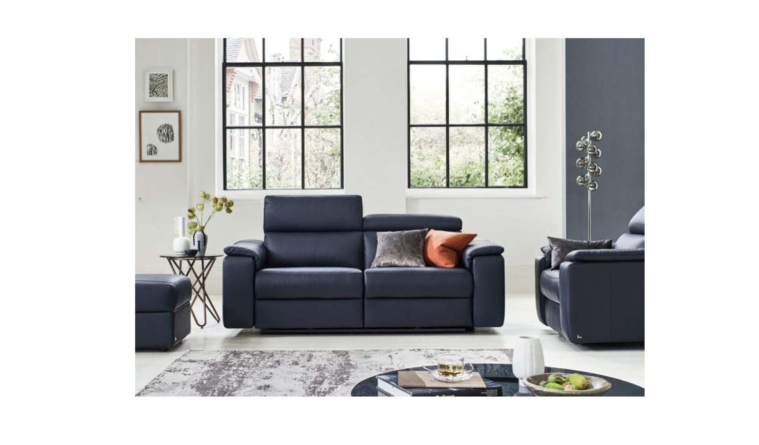 Seattle Italian Made Full Leather Fixed Seat 2 Seater