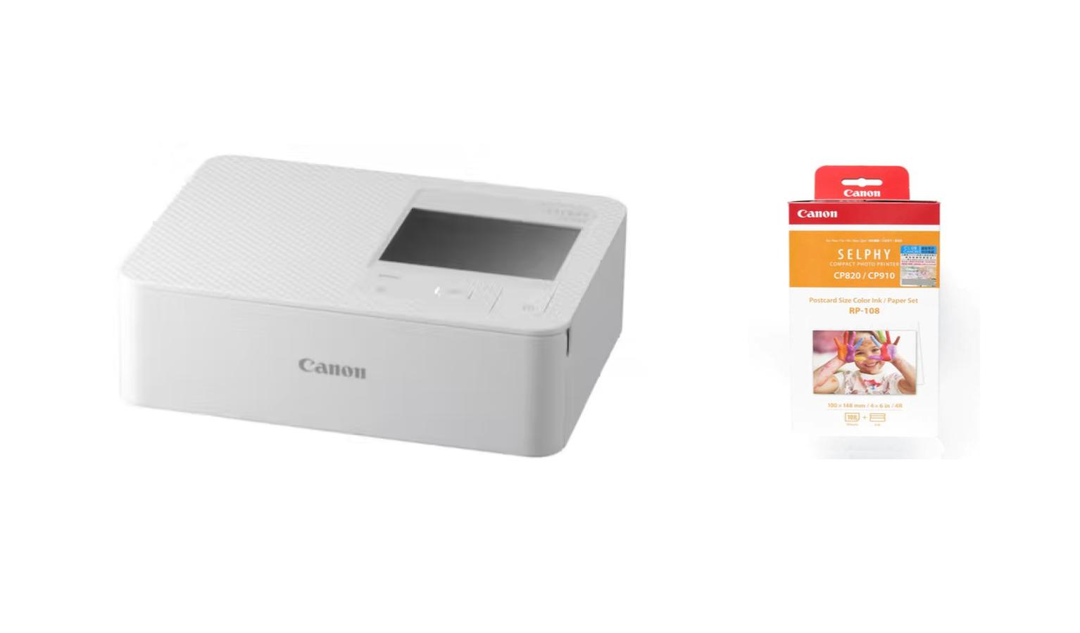 Canon Selphy CP1500 Printer (White) + RP108 Ink Cartridge Harvey