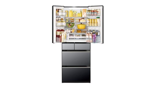Hitachi R-HW620RS-XK 475L 6 Doors Refrigerator - Crystal Black