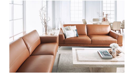 Youma Italian Full Leather 2 Seater Sofa with Chaise