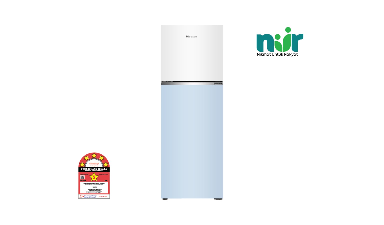 Hisense 420L 2 Door Inverter Fridge  - White and Blue Glass (RT469N4AWLBU)