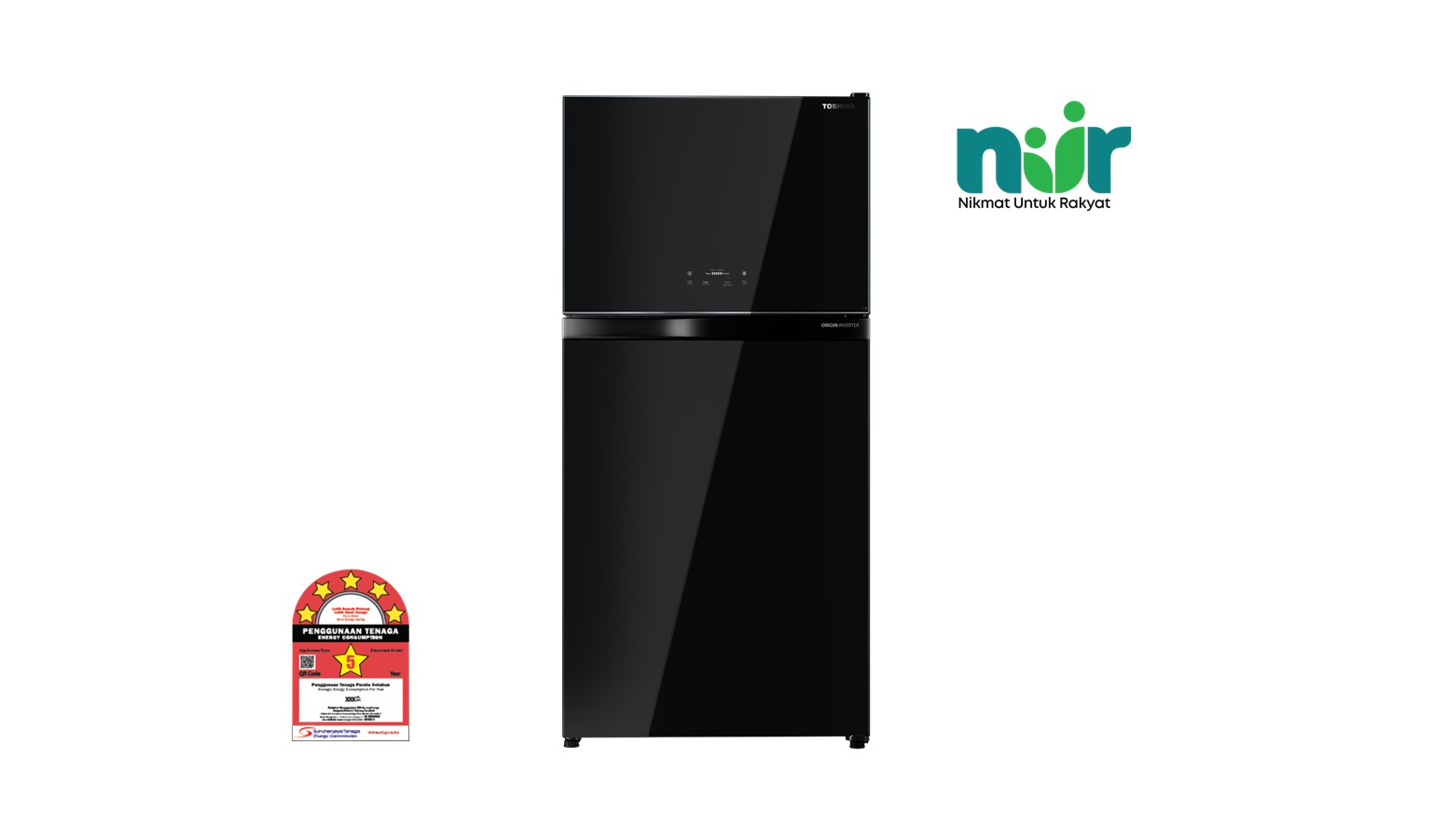 Toshiba 660L 2 Door Inverter Refrigerator - Black Glass (GR-RT735WE-PGY(XK))