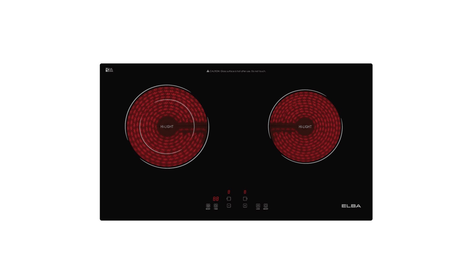 Elba 71cm Built-In Ceramic Hob With Dual Cooking Zones - Black (ECH-Q7032ST)