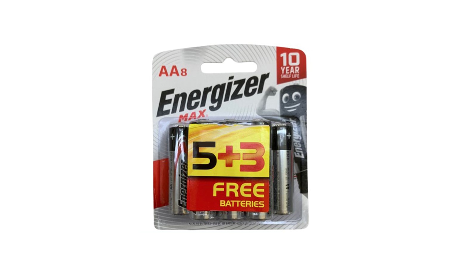 Energizer Max Alkaline AA (5 Free 3) Battery (E91BP5+3M)