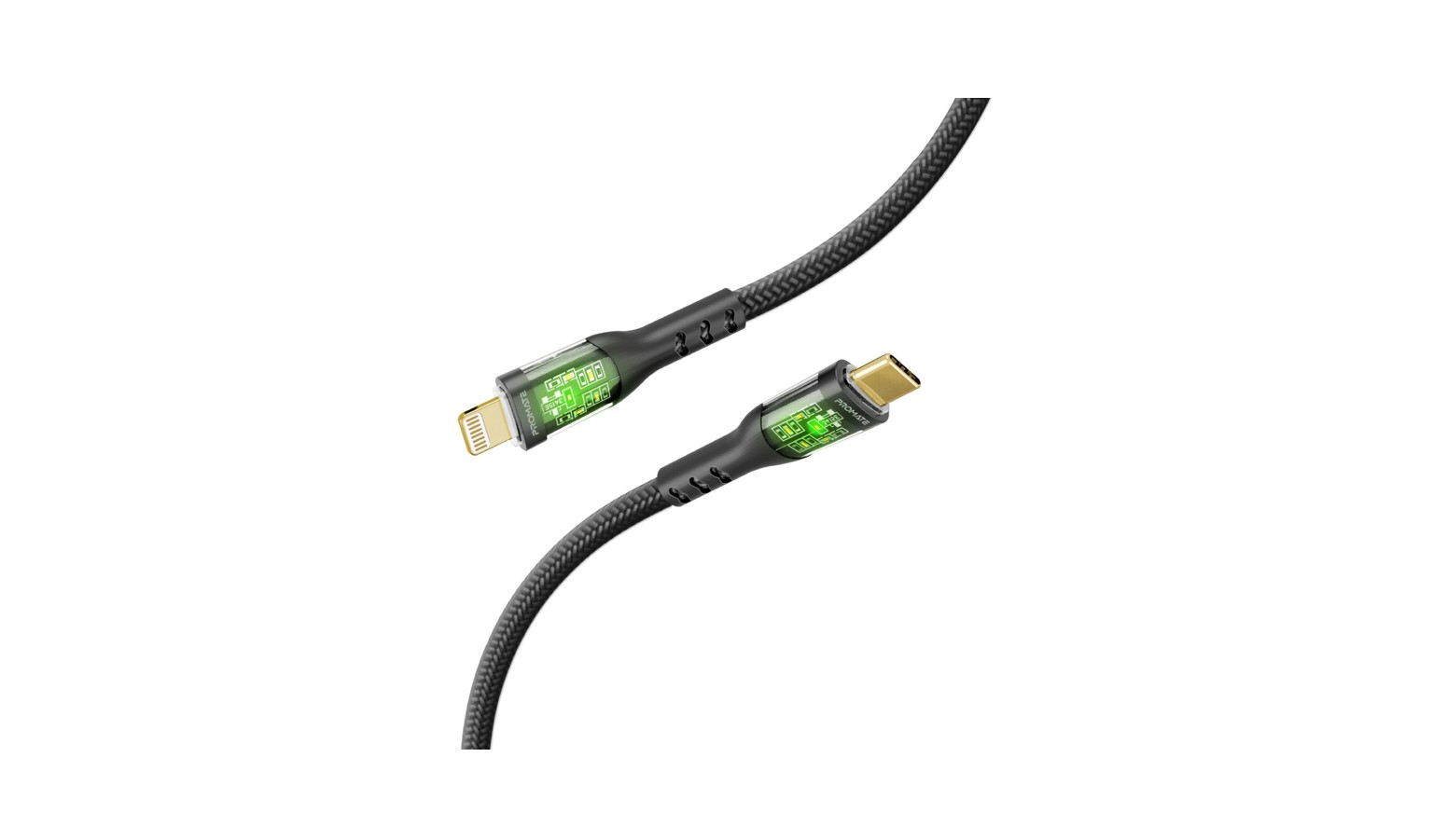 Promate 27W USB-C to Lightning Cable - Black (TRANSLINE-CI.BLK)