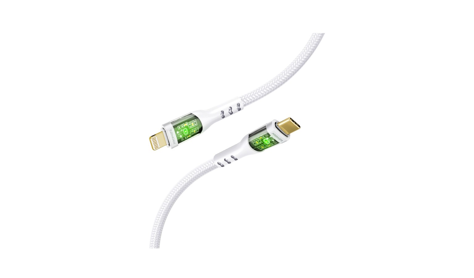 Promate 27W USB-C to Lightning Cable - White (TRANSLINE-CI.WHT)