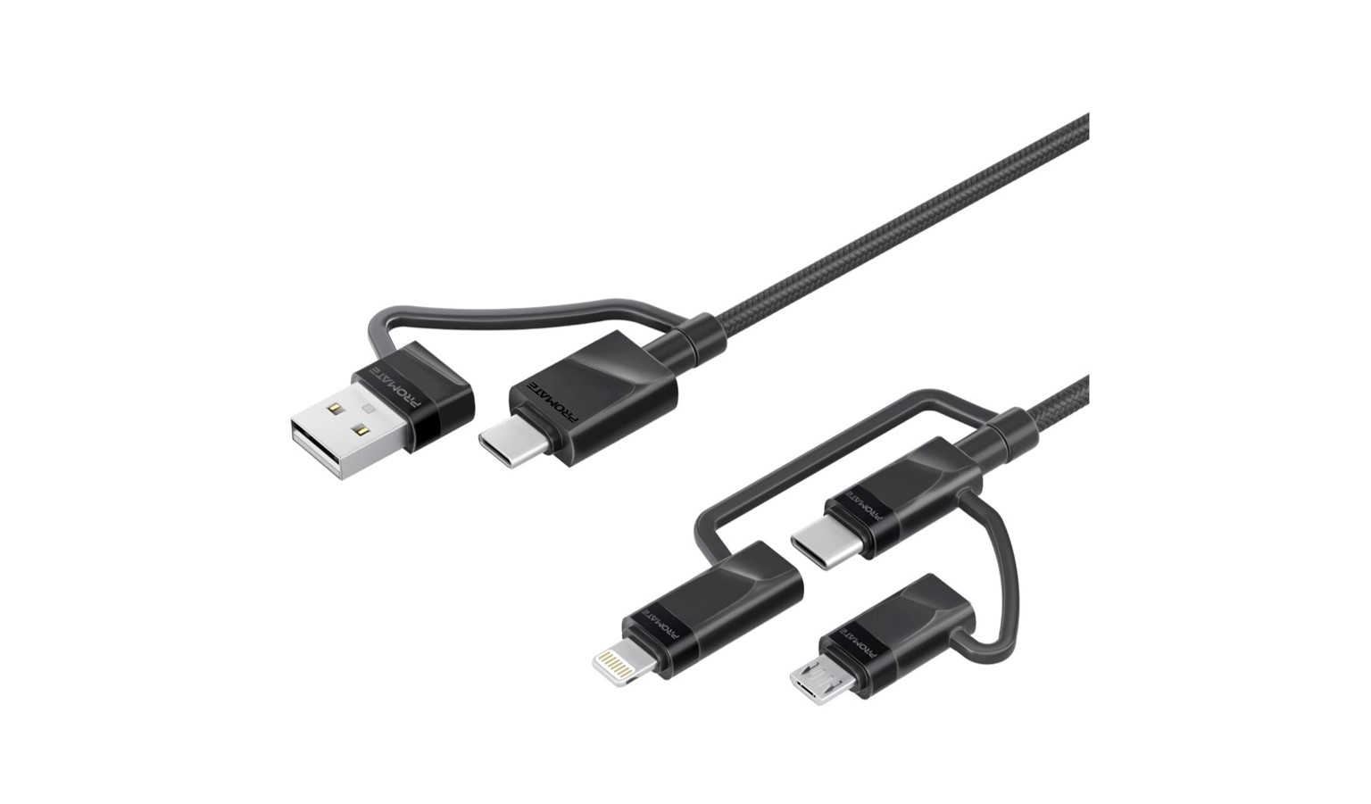 Promate 6-in-1 Hybrid Multi-Connector Cable - Black (PENTAPOWER.BLACK)
