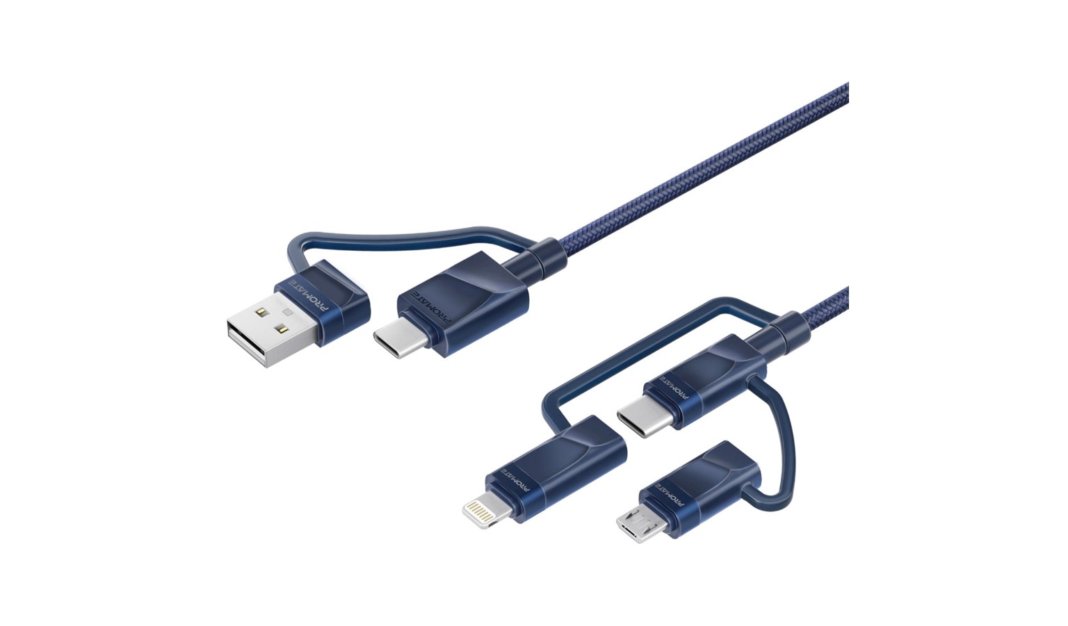 Promate 6-in-1 Hybrid Multi-Connector Cable - Navy (PENTAPOWER.NAVY)