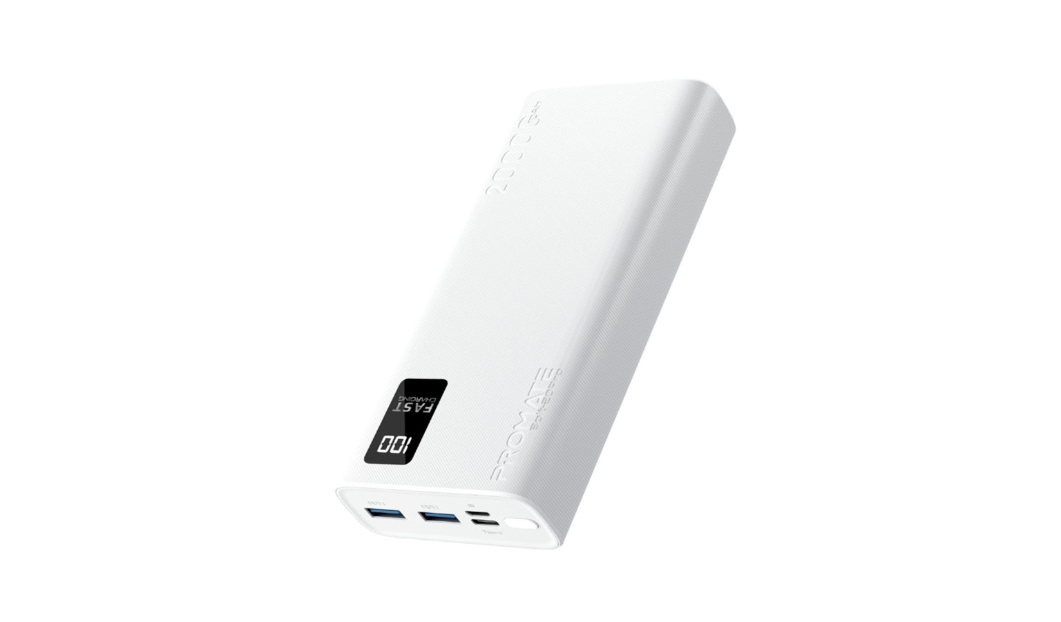Promate Compact 20000mAh Smart Charging Power Bank - White (BOLT-20PRO.WH)