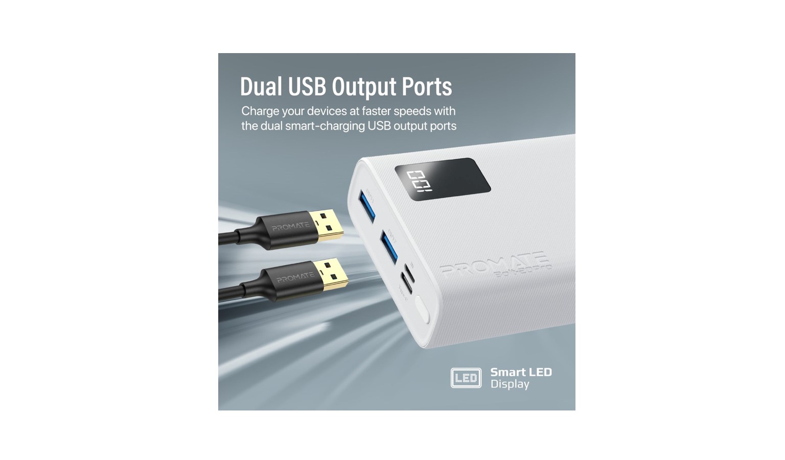 Promate Compact 20000mAh Smart Charging Power Bank - White (BOLT-20PRO.WH)_2