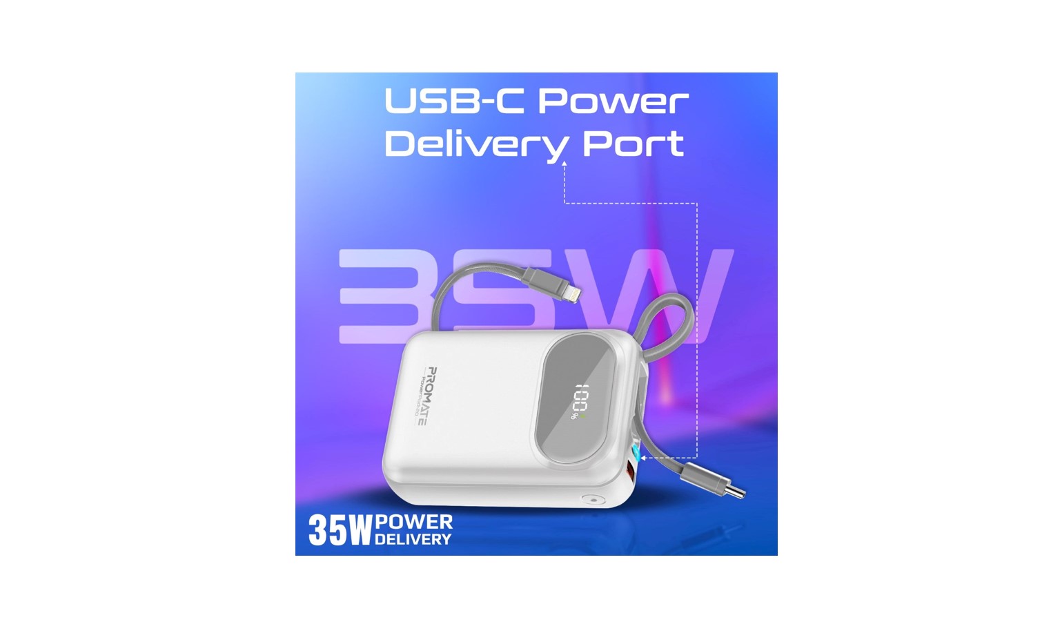 Promate Ultra Compact 35W 20000MAH Power Bank - White (PWRPOD-20.WH)_3