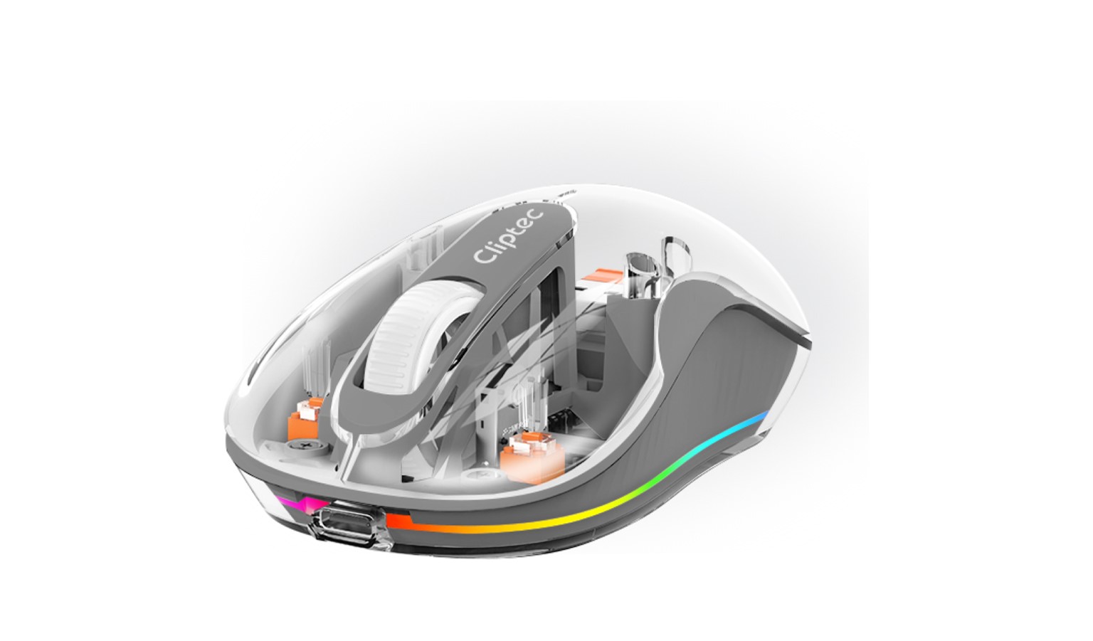 Cliptec Dual Mode 2400dpi Rechargeable RGB Backlit Silent Wireless Mouse - Grey (CL-MOU-RZS636C-GY)_3