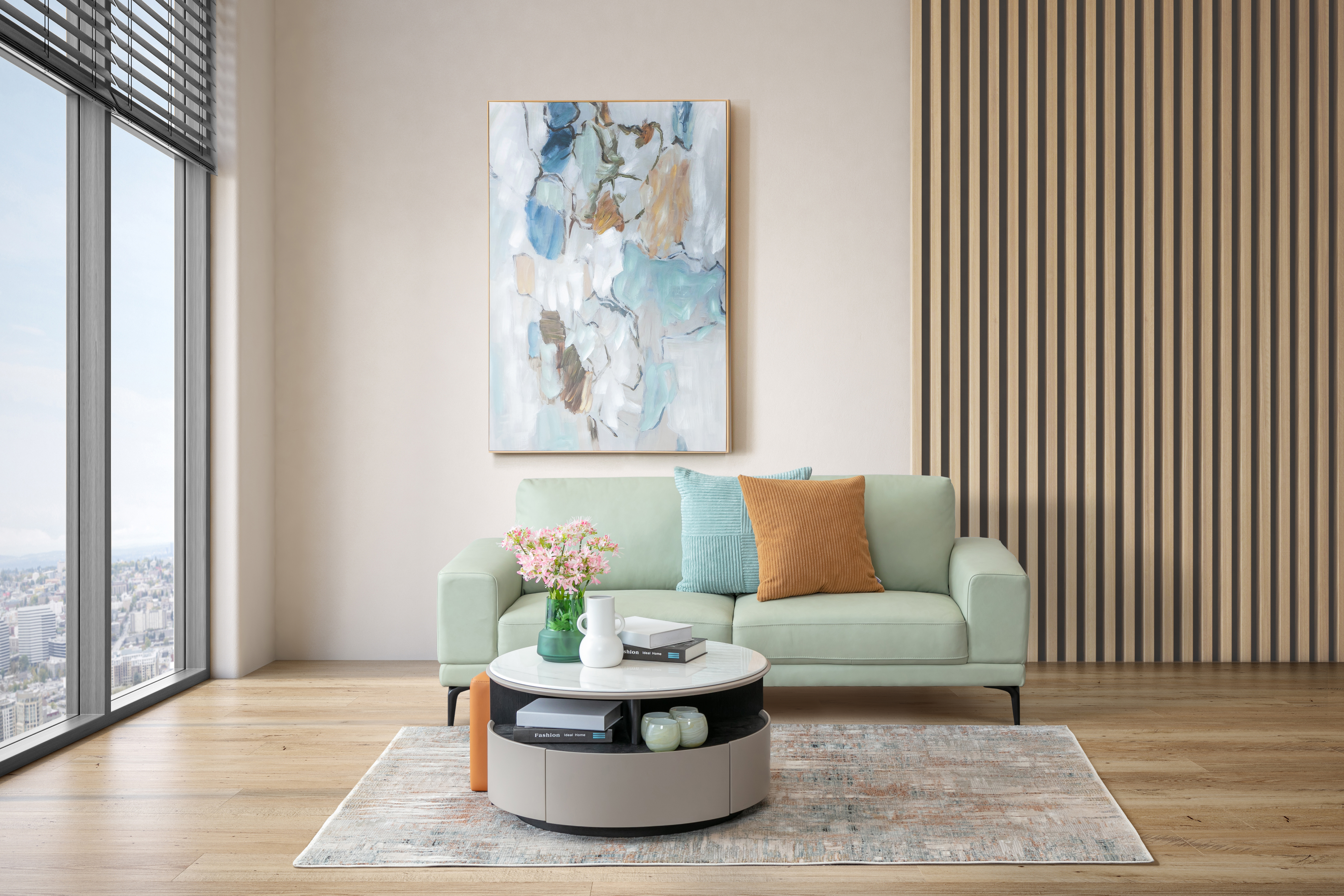 Zealand Full Leather Upholstery 2 Seater - Mint Green