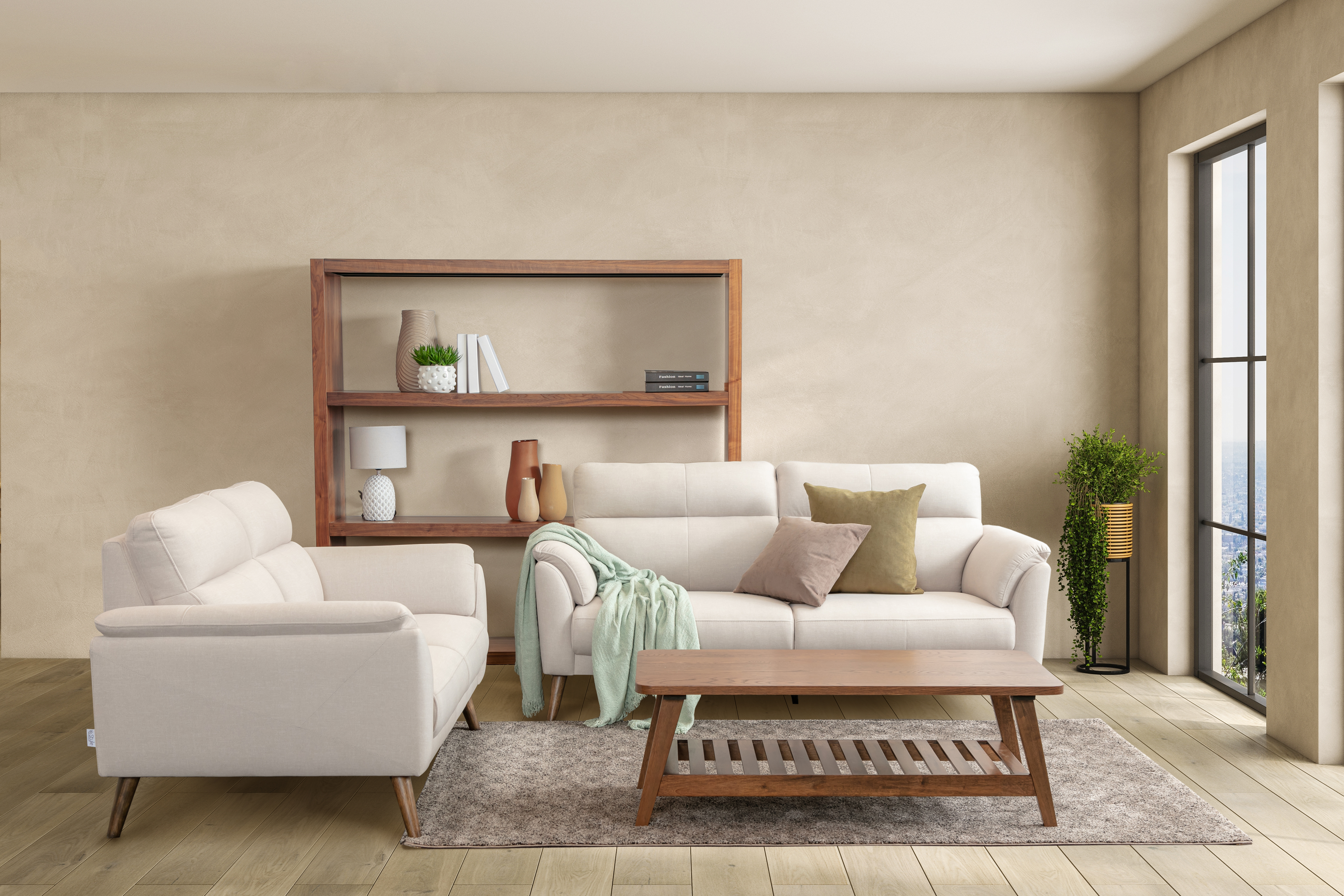 Ziano Std Fabric Upholstery 2 seater - Off White