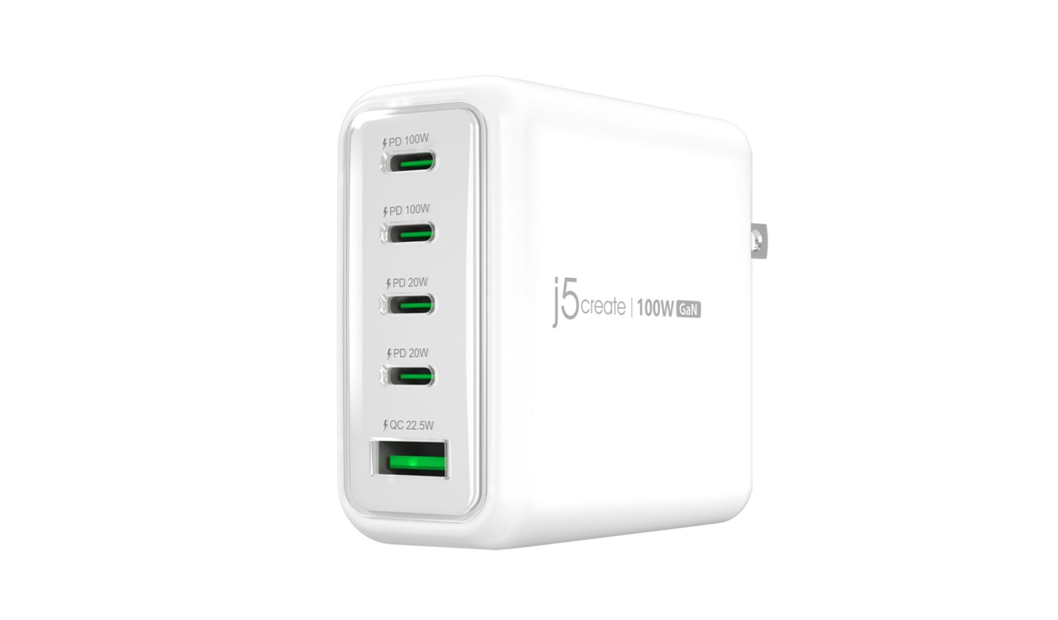J5Create 100W Gan USB-C 5-Port Charger - White (JUP53100F)_1