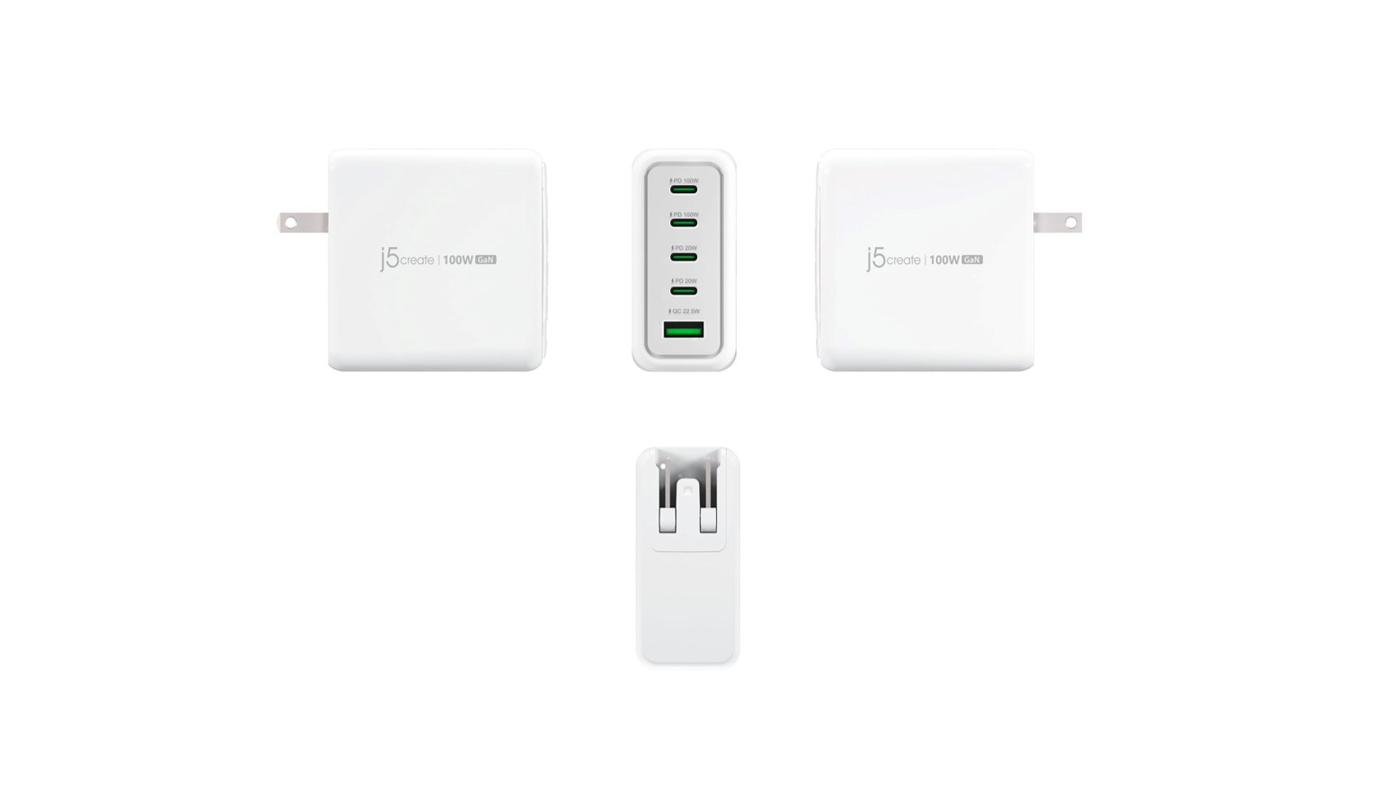 J5Create 100W Gan USB-C 5-Port Charger - White (JUP53100F)_3