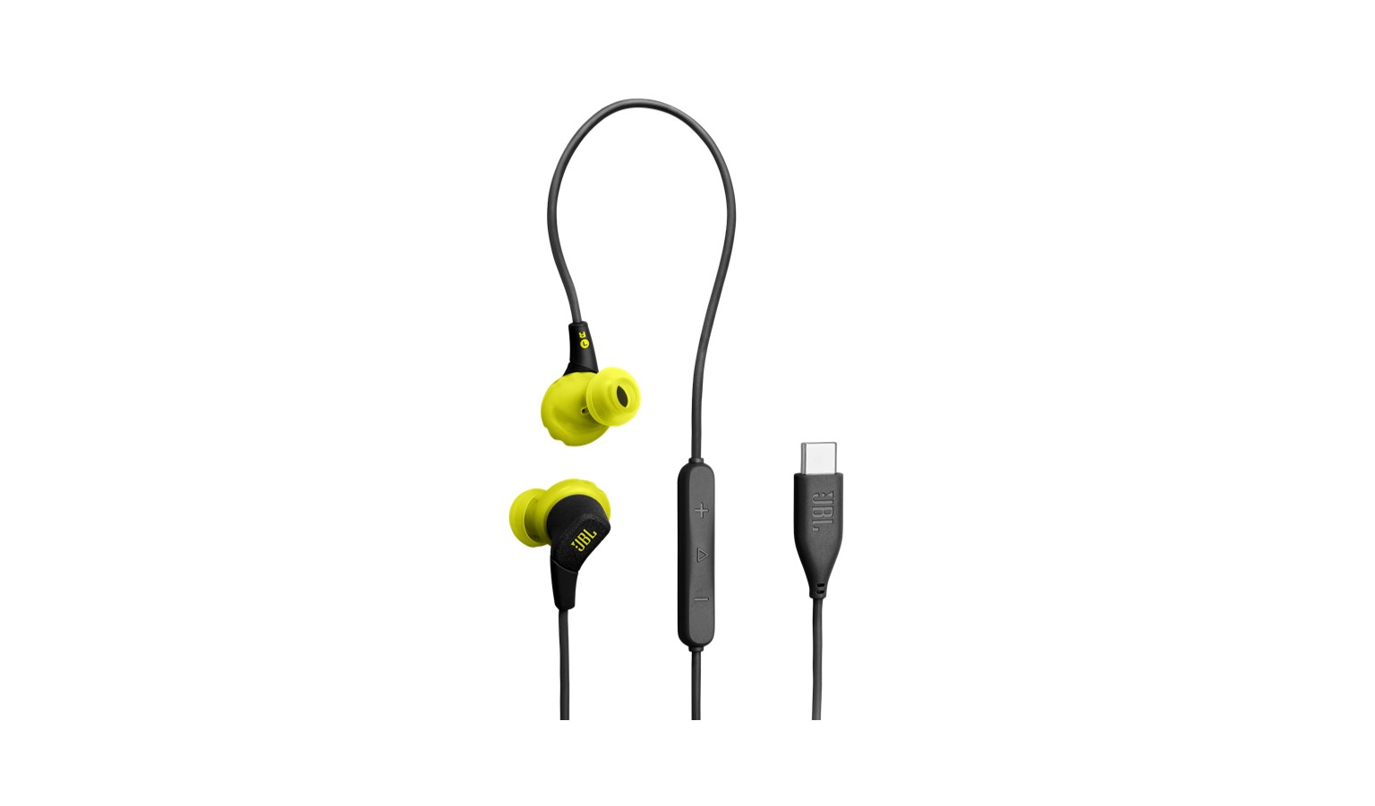 JBL Endurance Run 3 USB-C In-Ear Headphones - Black/Lime (JBLENDURRUN3CBLKL)