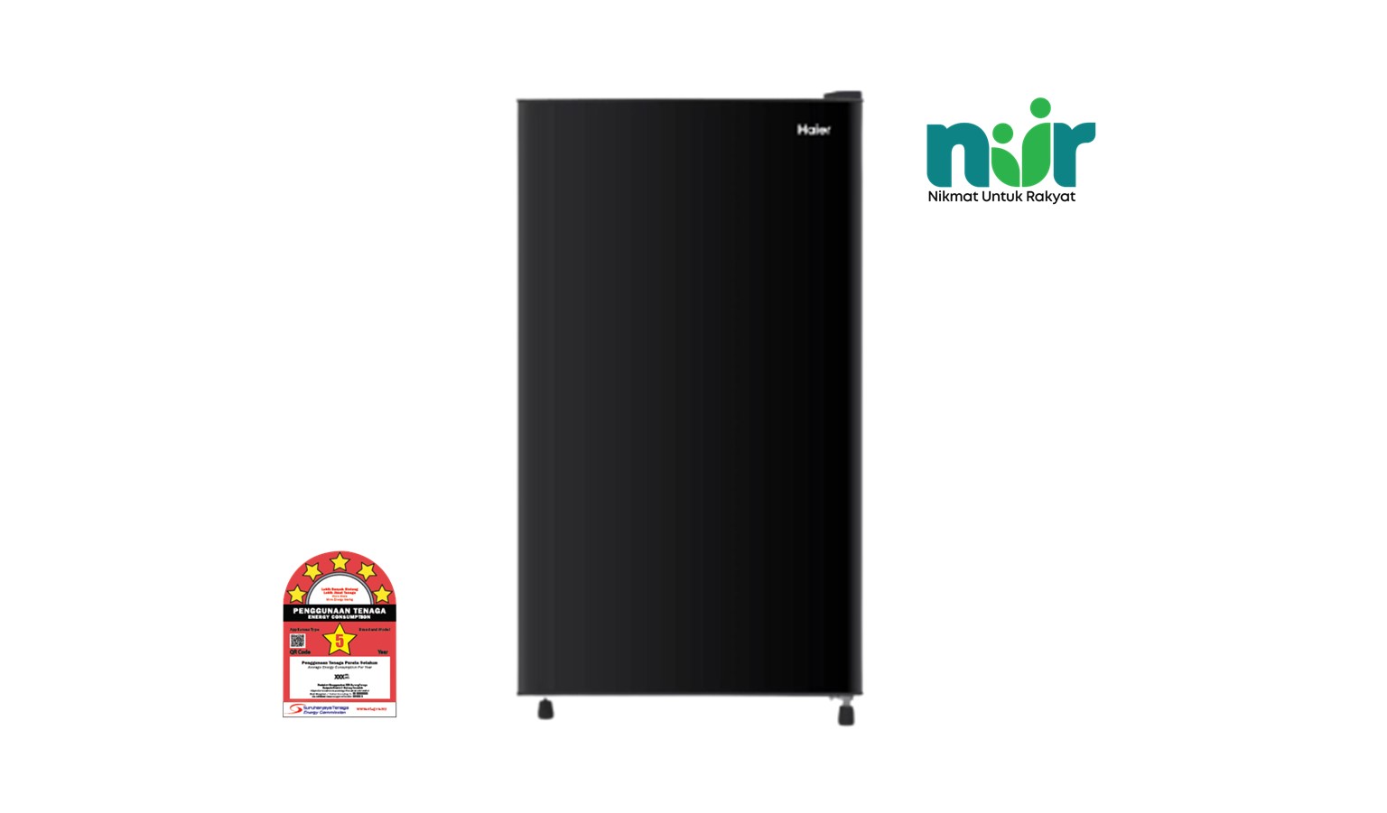 Haier 208L Single Door Fridge - Black (HR-208H)