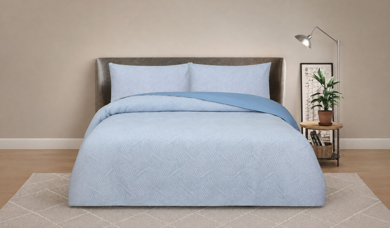 Soho Embossed Queen Size Quilt Cover - Blue