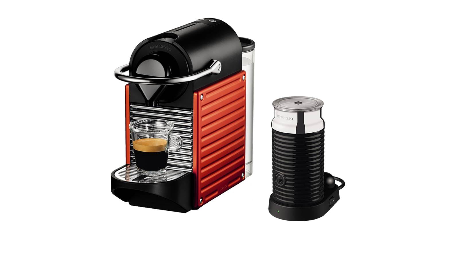 Nespresso Pixie C60 Electric Red & Aeroccino 3 Black ...
