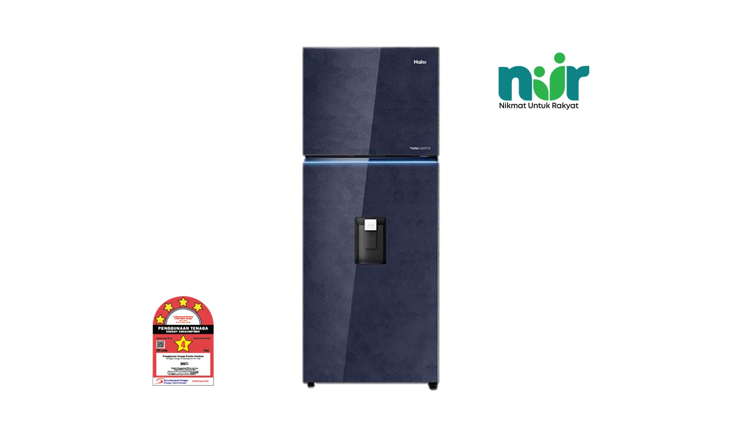 Haier 540L 2-Door Refrigerator - Glass/Gemstone Blue (HRF-IT540AG(GL)U1)