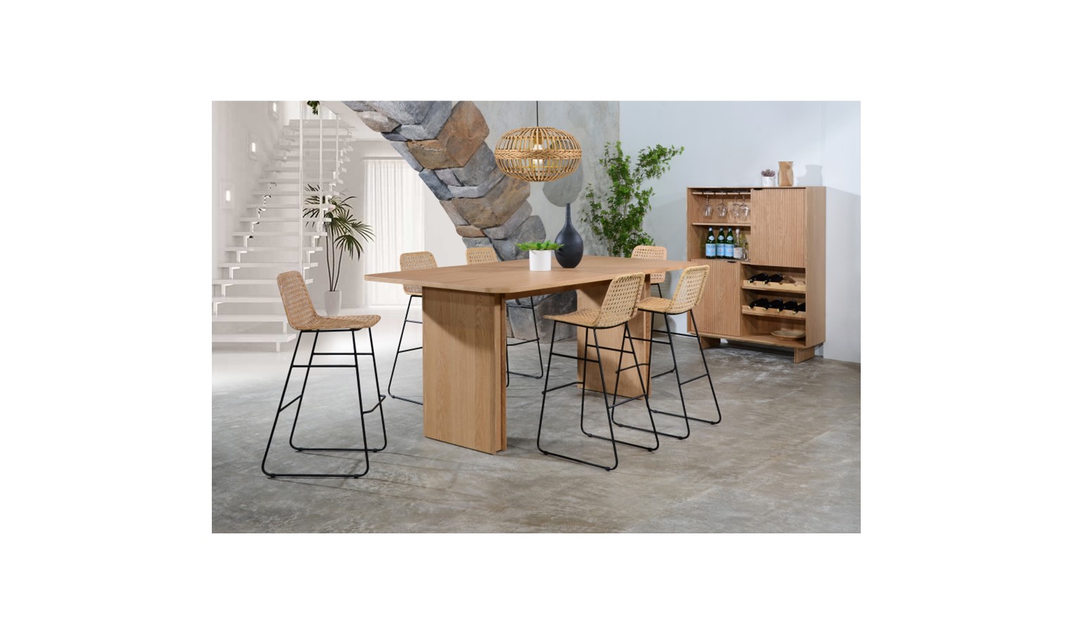 Dazz Island Dining Table - Oak Veneer (210cm)