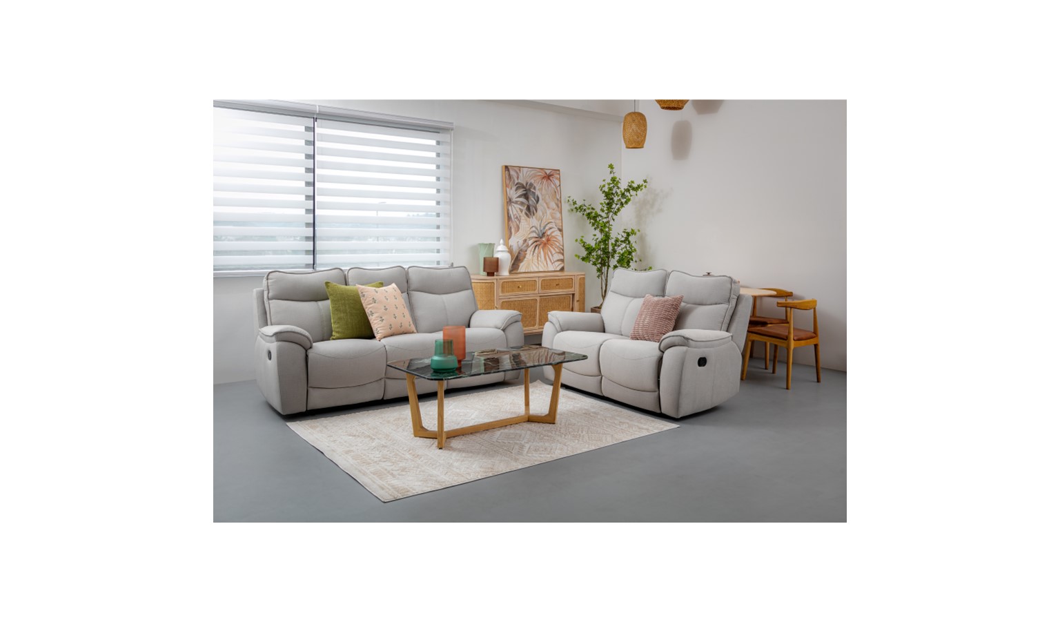 Pete 3-Seater Easy Clean Fabric Manual Recliner Sofa