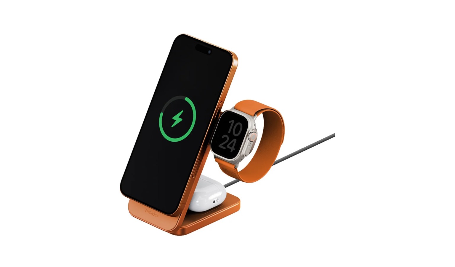Energea MagTrio 2 Qi2 25W 3-in-1 Foldable Wireless Charger - Orange (04479)