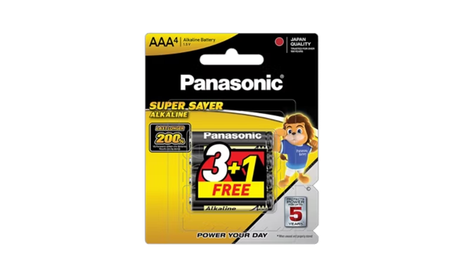 Panasonic Super Saver Alkaline AAA Size Battery - 3+1pcs (LR03YTP/4B1F)