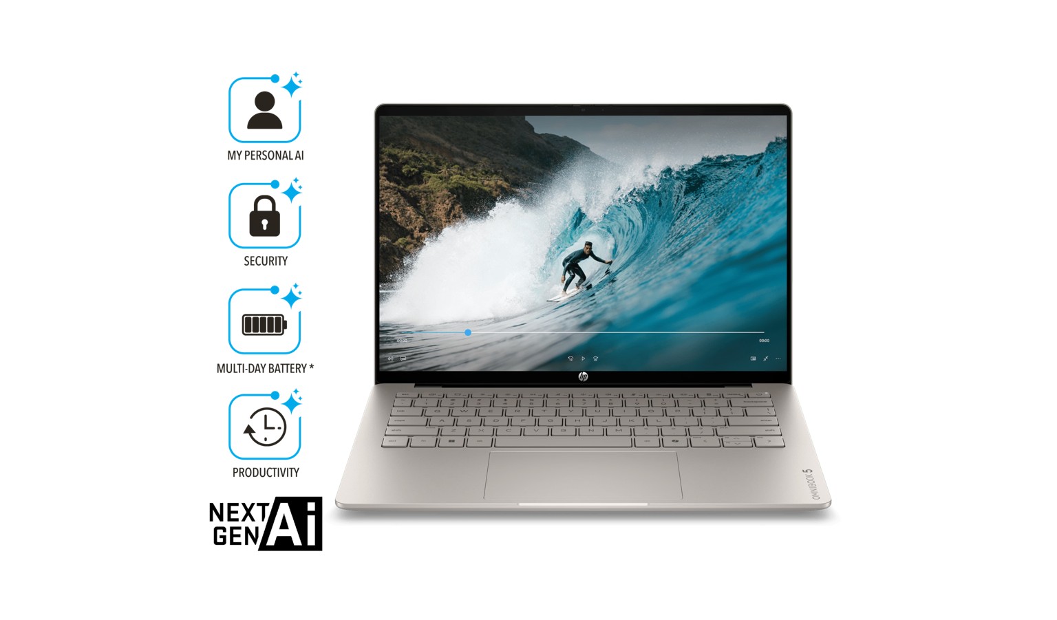 HP OmniBook 5 14-inch AMD Ryzen 5-230 / 16GB RAM / 512GB SSD AI Laptop - Sahara Silver