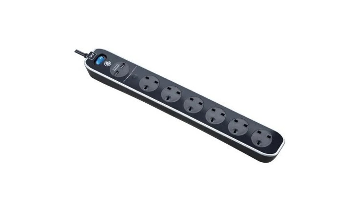 MasterPlug 2m 6 Gang Extension + 2 3.1 USB - Black (SRGLSU62PB)_1