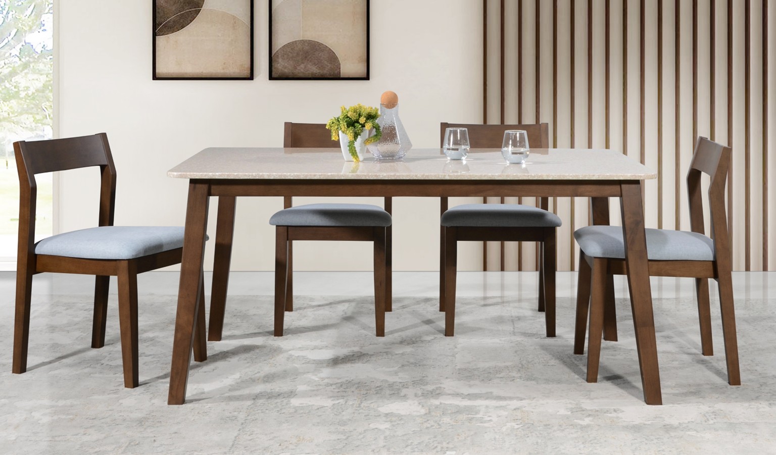 Dillo Rectangular Dining Table - Nude and Brown (150cm)