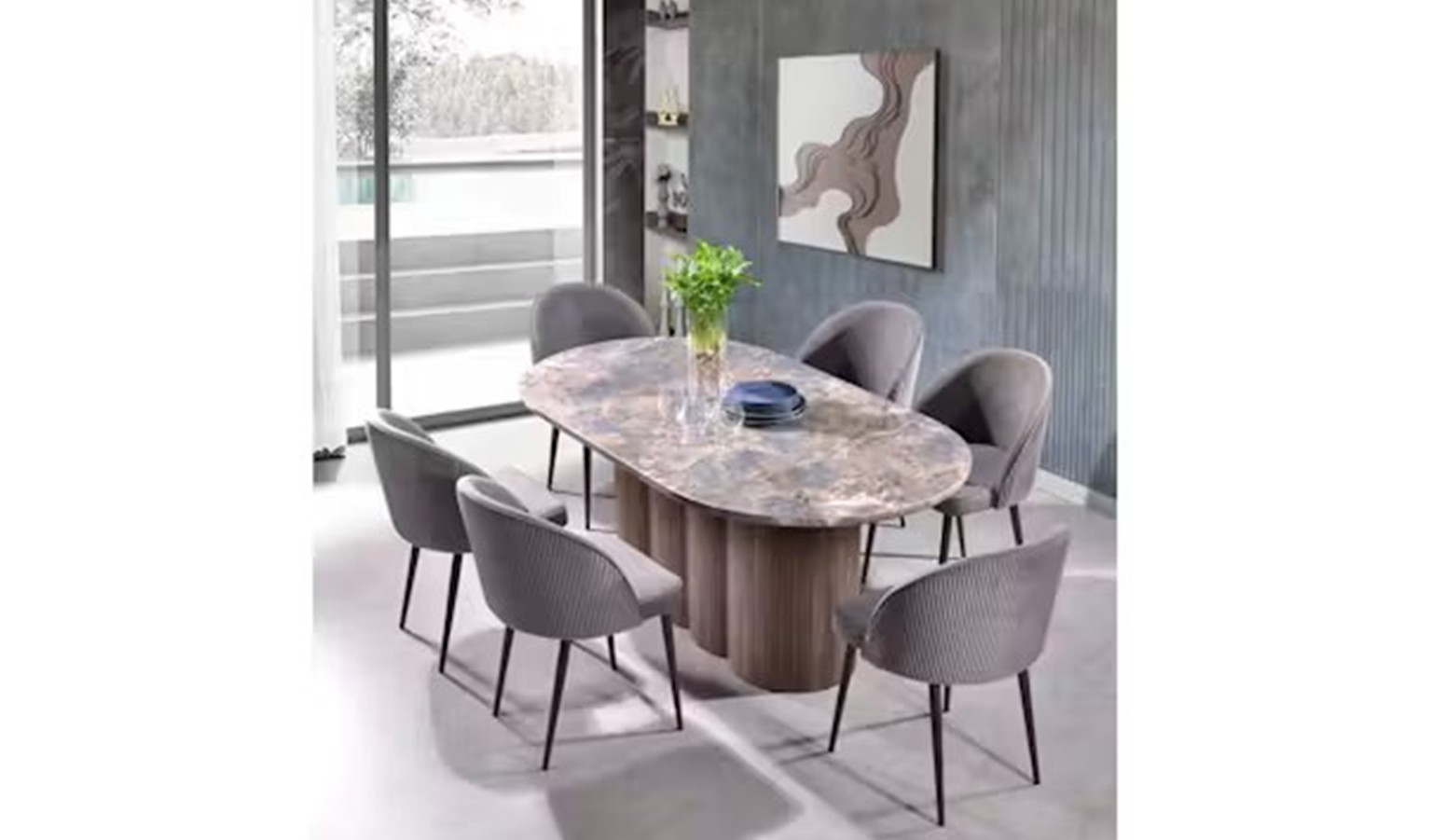 Tossa 6ft Marble Dining Table - Chocolate