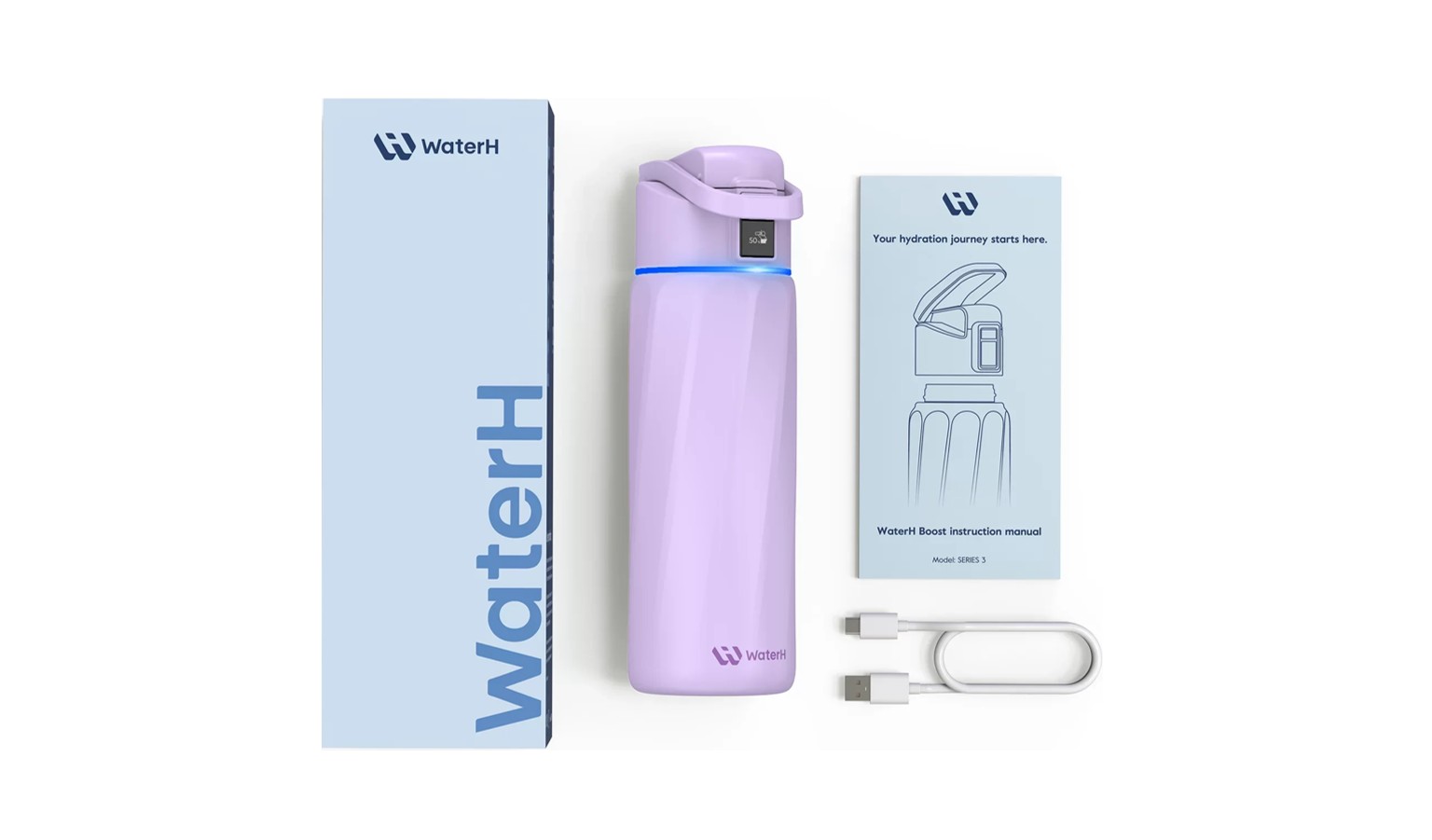 WaterH BOOST 710ml Smart Water Bottle with Chug Lid - Purple (B003-24OZ-PL)_3