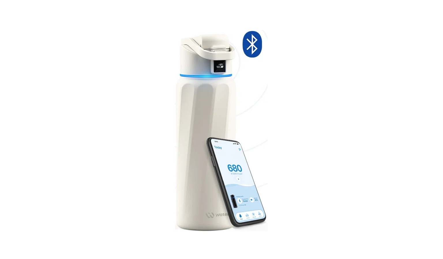 WaterH BOOST 946ml Smart Water Bottle with Chug Lid - White (B003WT)_2
