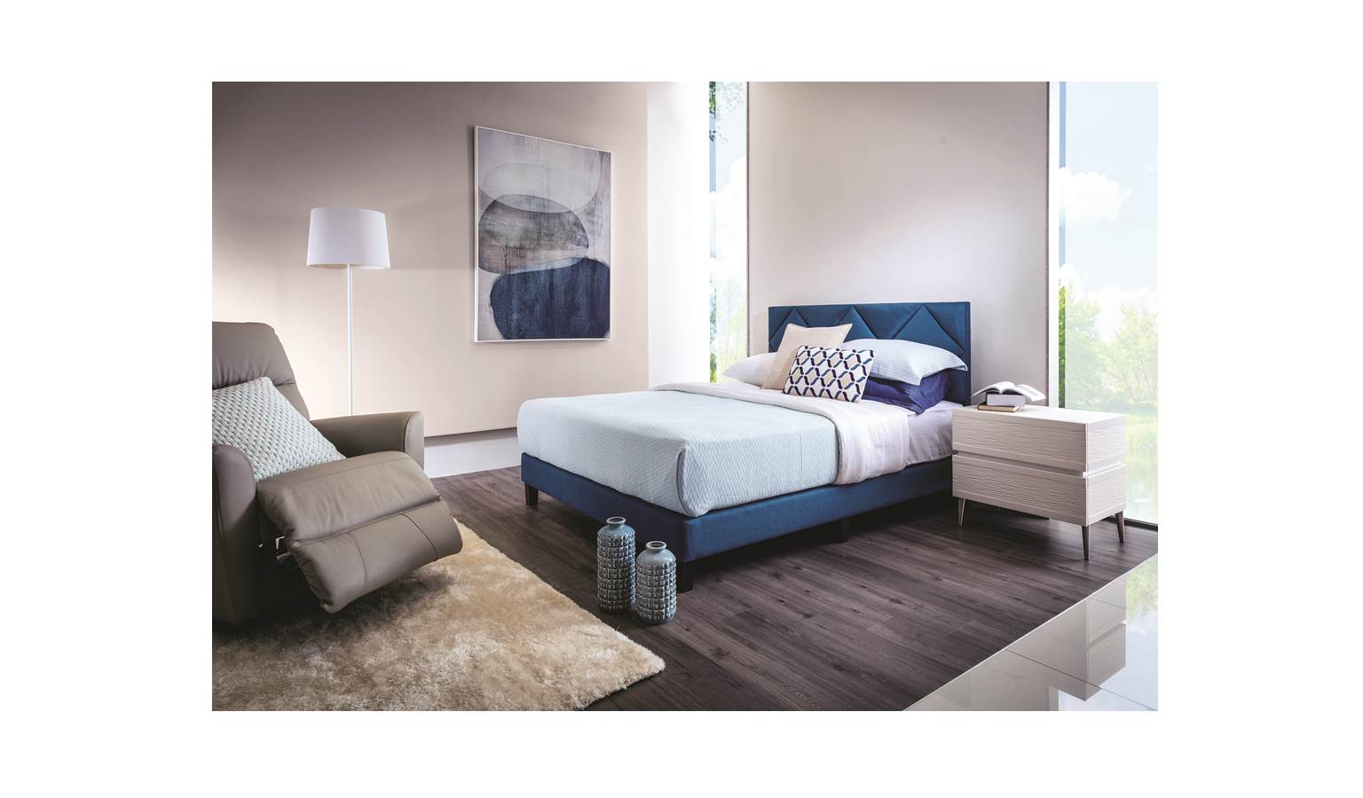 Dextor Queen Headboard - Blue