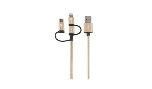 Mazer ALU 1M 3-In-1 Micro+Lightning+USB-C Cable - Gold