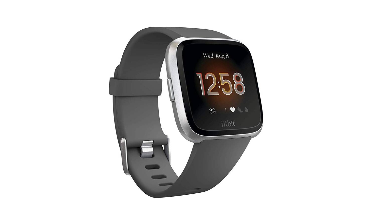 fitbit versa lite charcoal silver aluminum