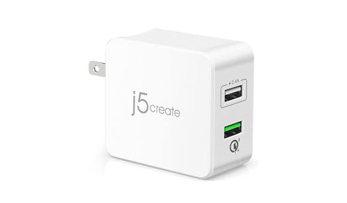 J5 Create JUP20 2-Port USB QC 3.0 Charger - White - 01