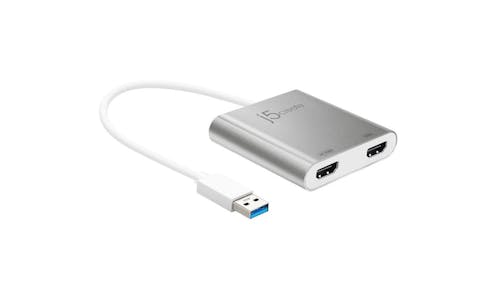 J5Create JUA365 USB 3.0 to Dual HDMI Multi-Monitor Adapter - Silver 01