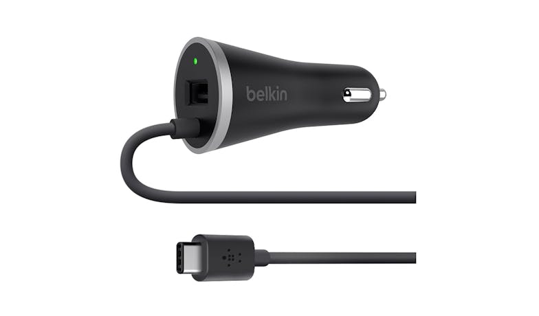 Belkin F7U006BT04 USB-C Car Charger and USB-A Port - Black
