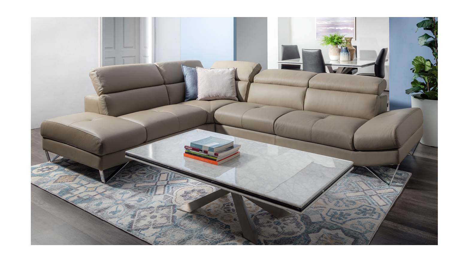 Cuborosso Miro Leather 3 Seater Lhf With Chaise Harvey Norman