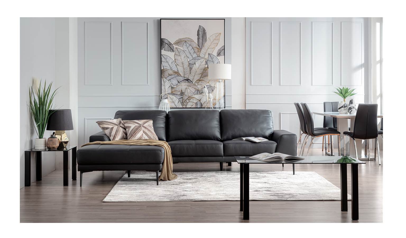 Doven Leather 2 Seater + Chaise Sofa Harvey Norman Malaysia