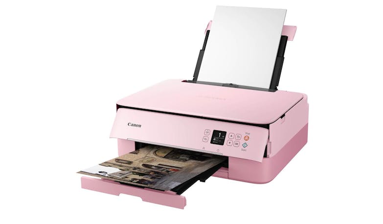Canon PIXMA TS5370 All-in-One Inkjet Printer - Pink (Front Top Open)