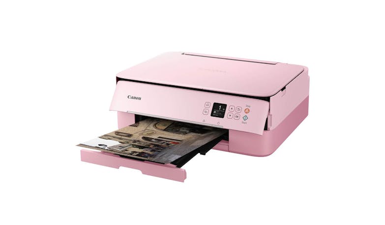 Canon PIXMA TS5370 All-in-One Inkjet Printer - Pink (Front Tray Open)
