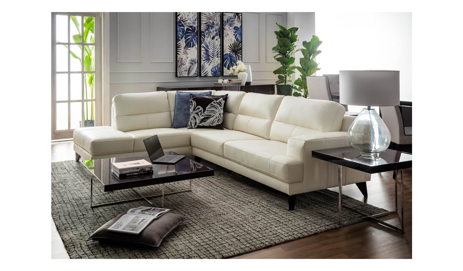 Lewis Full Leather 2 Seater + Chaise Sofa | Harvey Norman ...