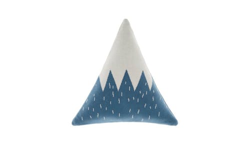 Linen Snowy Mountain Novelty Cushion - Blue