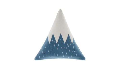 Linen Snowy Mountain Novelty Cushion - Blue