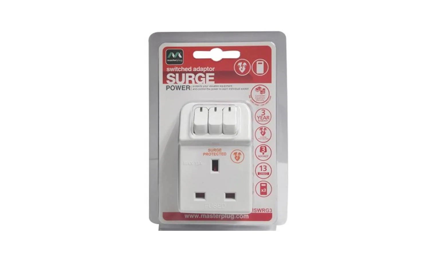 Masterplug Surge Protector 3 Socket Switched Adaptor | Harvey Norman ...