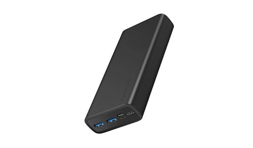 Promate Bolt-20 20,000mAh Compact Smart Charging Power Bank with Dual USB Output - Black